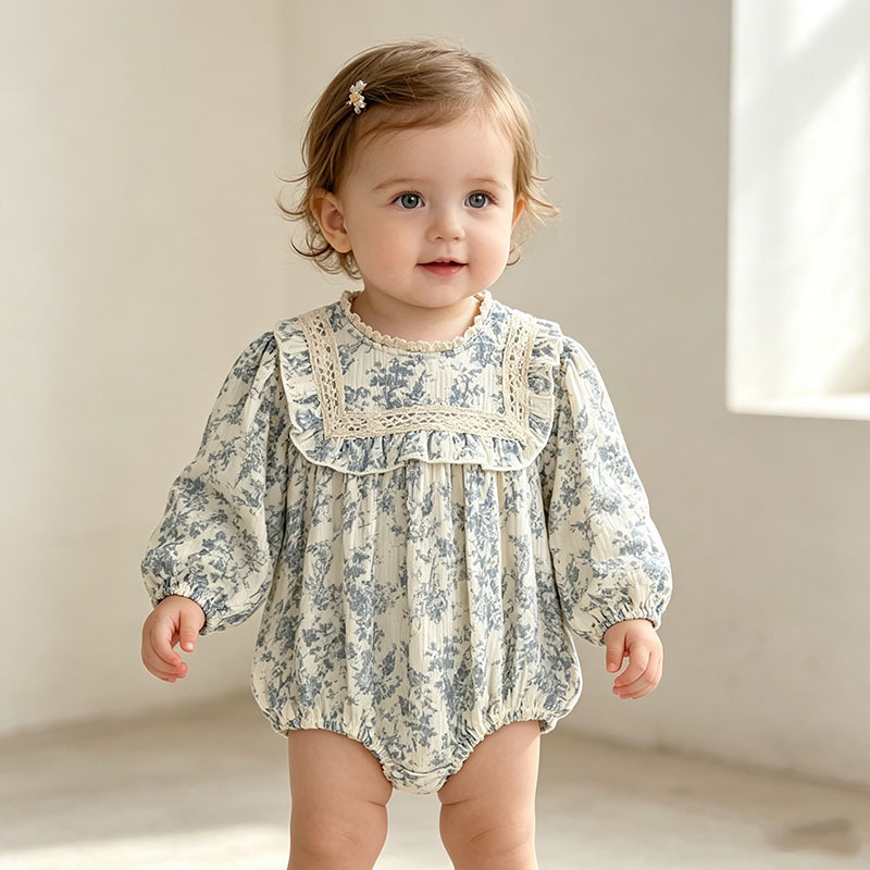Newborn Baby Girl Romper Floral - Macacão floral para bebé, com mangas