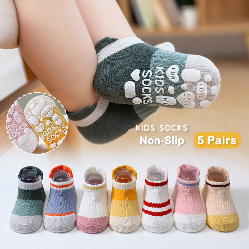 Unisex Baby Socks Non Slip - 5 pares crianças casuais bonitos meias