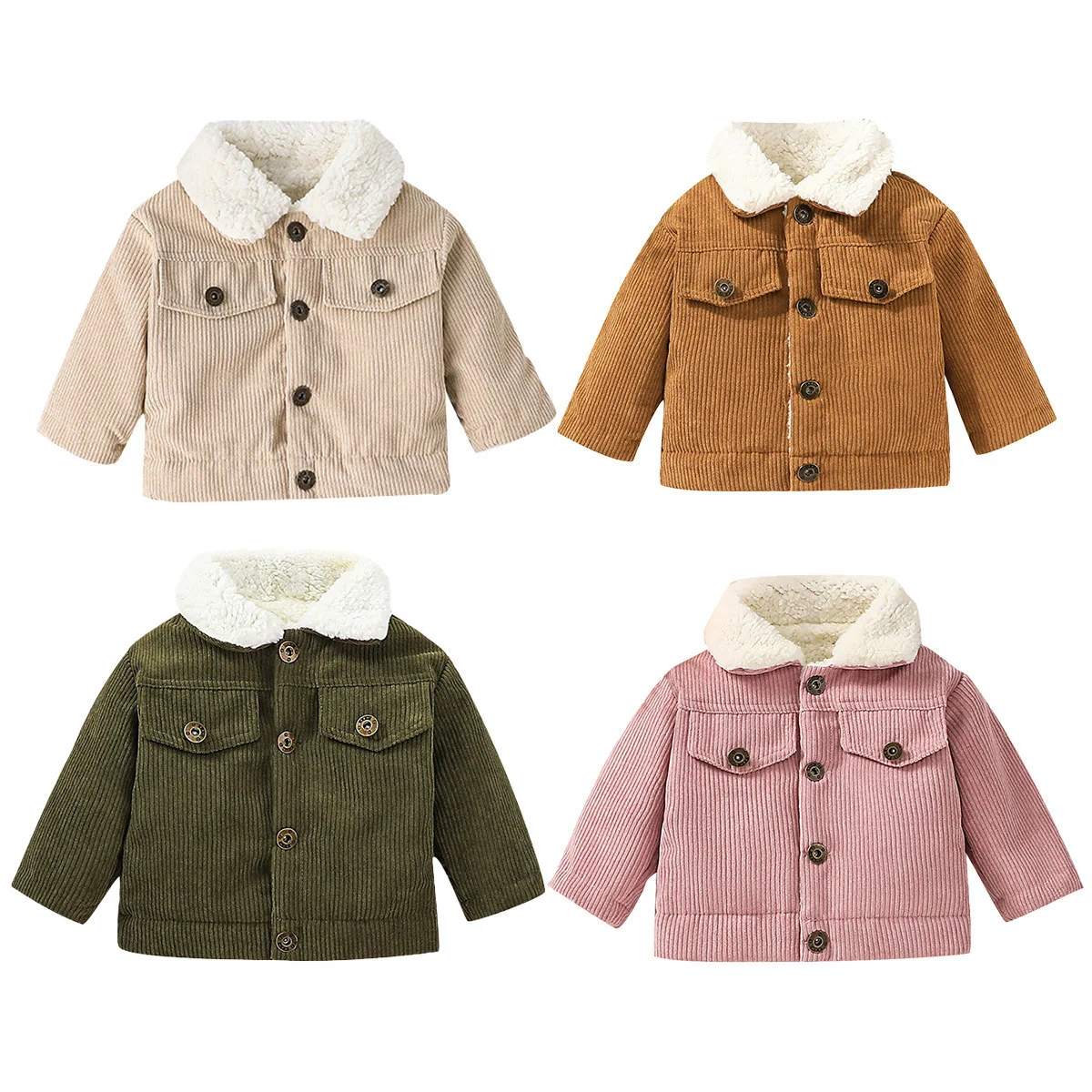 Casaco de veludo cotelê com fo - Toddler Boy Winter Fleece Jacket avaliação e preço